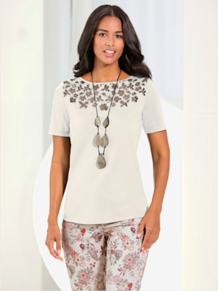 T-shirt à manches courtes parties transparentes - - Écru