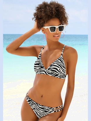 haut de bikini triangle design animal tendance - venice beach - noir-blanc