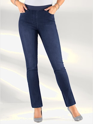 Jean femme confortable avec ceinture élastique - - Bleu Foncé