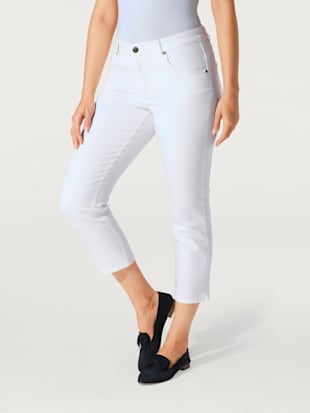 jeans effet ventre plat longueur 7/8 - linea tesini - blanc