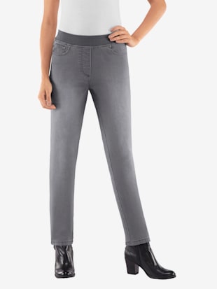 Jean femme confortable avec ceinture élastique - - Denim Gris