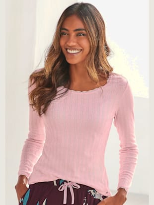 haut de pyjama t-shirt de nuit fantaisie en tricot ajouré - s.oliver - rose pâle