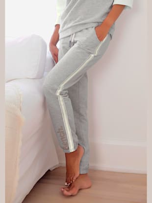 pantalon détente short molletonné avec bandes aspect crochet - bench. - gris chiné