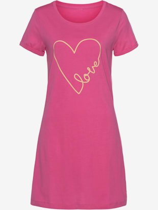 T-shirt de nuit avec imprimé petits cœurs - Vivance Dreams - Fuchsia