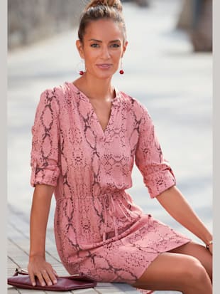 Robe chemisier robe tunique, patte de boutonnage - Buffalo - Rose Imprimé