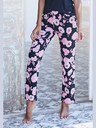 Pantalon de nuit pantalon de pyjama long avec rayures contrastées latérales - LASCANA - Noir-rose À 