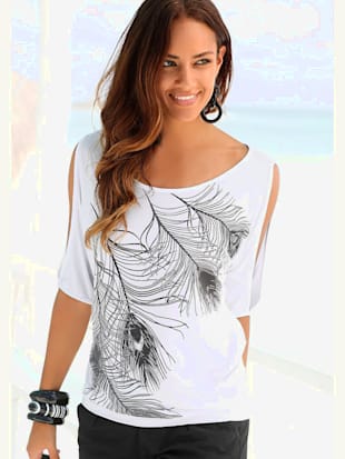 T-shirt de plage imprimé - LASCANA - Blanc Imprimé