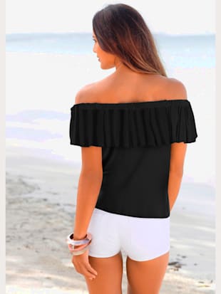 T-shirt de plage encolure avec élastique - Buffalo - Noir