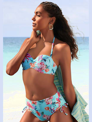 haut de bikini bandeau à armatures bretelles amovibles - sunseeker - bleu clair imprimé