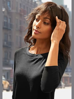 T-shirt lascana à manches 3/4 - LASCANA - Noir