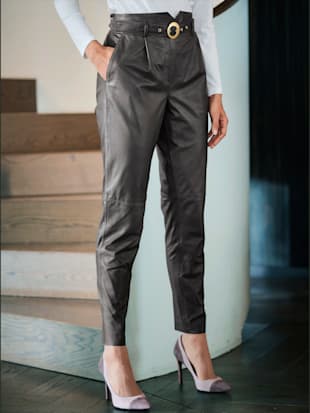 Pantalon en cuir ceinture confortable mode devant - Ashley Brooke - Graphite