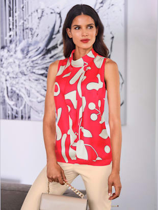 Débardeur imprimé matière facile à entretenir - Ashley Brooke - Corail-beige À Motifs