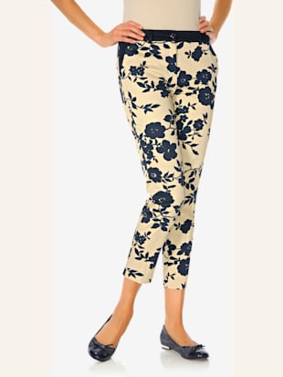 Pantalon imprimé stature standard - Ashley Brooke - Marine-beige