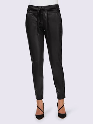 Pantalon en imitation cuir imitation cuir souple - Ashley Brooke - Noir