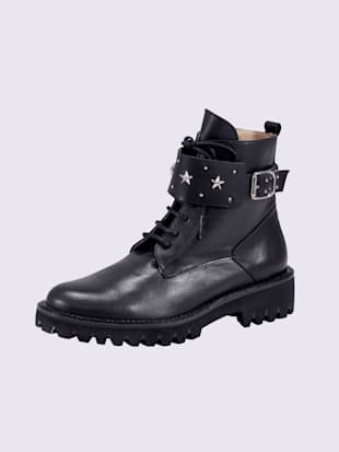 Bottines à lacets cuir nappa de vache - - Noir