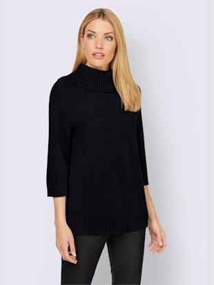 Pull à col roulé plus long au dos - Rick Cardona - Noir