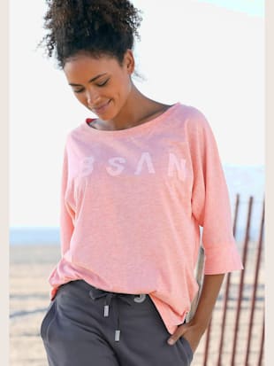 T-shirt à manches 3/4 encolure ronde - Elbsand - Corail Chiné