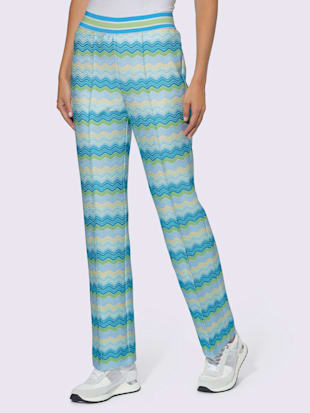pantalon motif structuré tendance - rick cardona - turquoise-écru à motifs