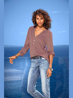 Chemisier léger look tendance avec ourlet arrondi - Rick Cardona - Bordeaux-écru