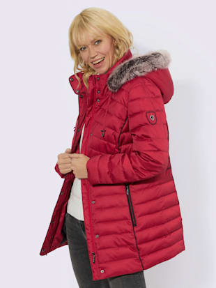 Doudoune longueur amovible -  - rouge-cerise à motifs