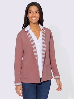 Veste en tricot 100% coton - Collection L - Vieux Rose