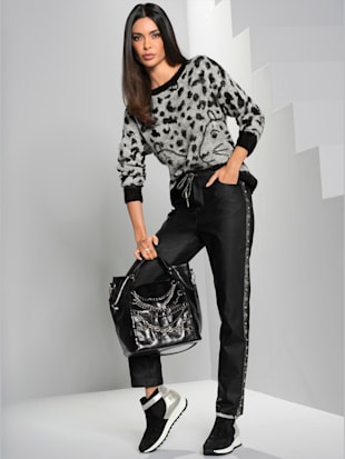 Pull 5% laine - Rick Cardona - Noir-écru À Motifs