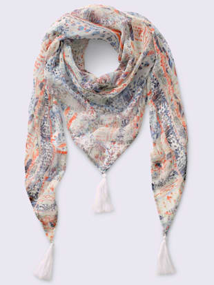 Foulard+imprime+moderne+-++-+ecru-marine