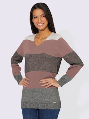 Pull long 50% coton - Collection L - Hortensia-gris Chiné