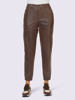 Pantalon en imitation cuir imitation cuir souple - Rick Cardona - Chocolat
