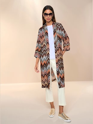 Kimono pure viscose - Rick Cardona - Taupe Foncé-bois De Rose À Motifs