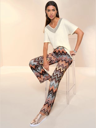 Pull mélange coton-viscose - Rick Cardona - Écru-taupe Foncé À Motifs