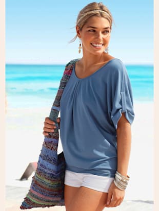 T-shirt de plage joli détail crochet au dos - LASCANA - Bleu Fumée