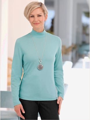 T-shirt mélange coton-modal col montant manches longues - Collection L - Modalova