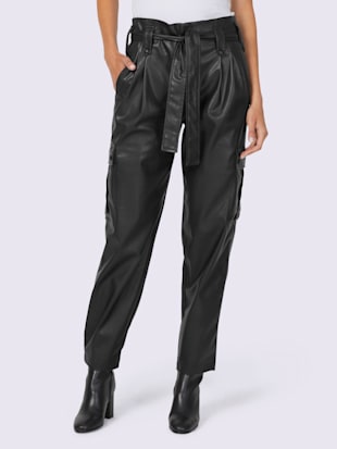 pantalon en imitation cuir ceinture - rick cardona - noir