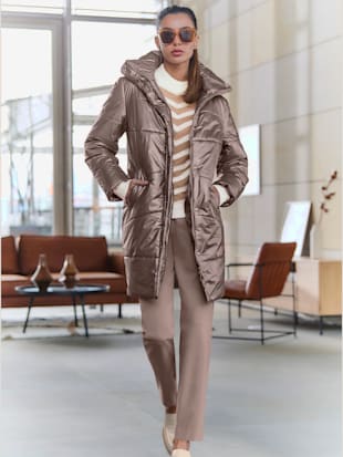 Manteau matelassé aspect métallisé tendance - Rick Cardona - Taupe Foncé