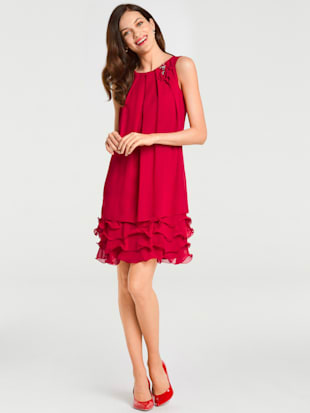 robe de cocktail qualité crêpe légère et fluide - ashley brooke - rouge