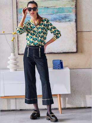 Chemisier pure viscose - Rick Cardona - Vert-bleu Roi Imprimé