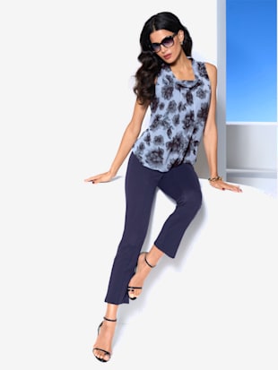 Débardeur imprimé col bénitier flatteur - Ashley Brooke - Marine-bleu Imprimé