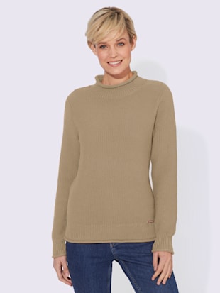 Pull à col roulé 50% coton - Collection L - Beige
