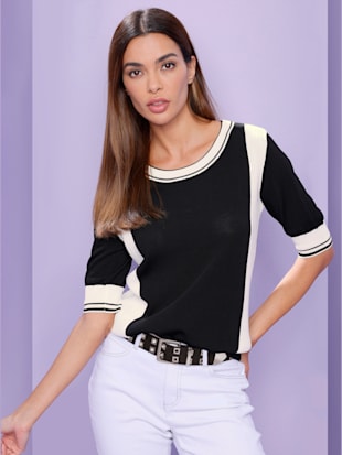 pull motif tricoté moderne - rick cardona - noir-blanc à motifs