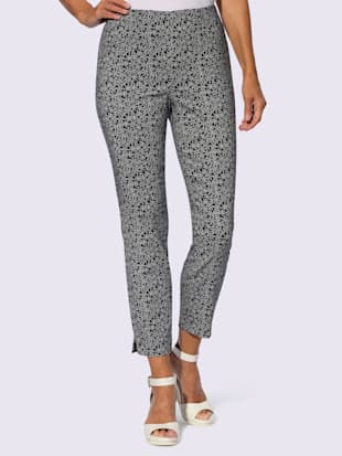 Pantalon+en+bengaline+avec+viscose+-++-+noir-blanc+imprime