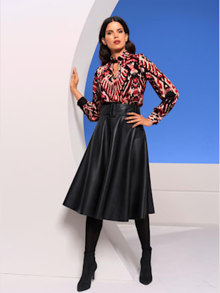 Chemisier qualité georgette légère - Ashley Brooke - Noir-rouge Foncé Imprimé