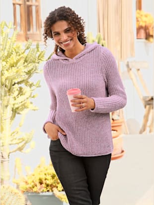 Pull à capuche bords roulés aux finitions - Collection L - Modalova