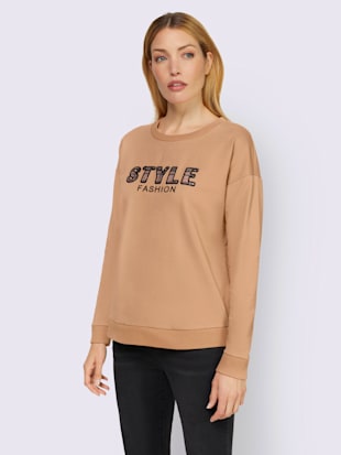 Sweat-shirt imprimé orné de paillettes - Rick Cardona - Couleur Chamois