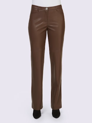 Pantalon en imitation cuir synthétique joliment brillant - Ashley Brooke - Chocolat