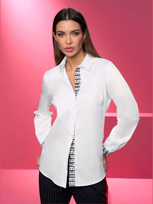 Chemisier empiècement contrasté à la patte de boutonnage et aux manchettes - Rick Cardona - Écru