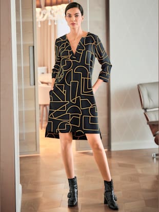 Robe imprimée qualité tissée - Rick Cardona - Noir-chamois Imprimé