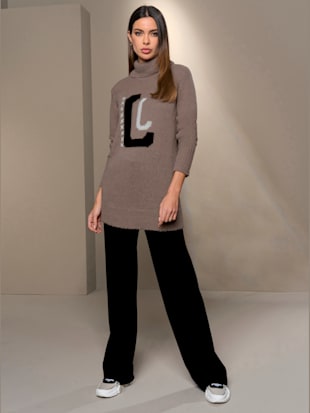 Pull superbe broderie main - Rick Cardona - Taupe-noir