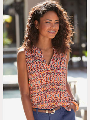 Liquette encolure en v dégagée - LASCANA - Marron Imprimé