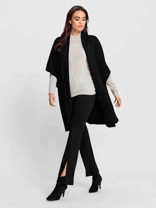 veste longue en tricot 18% laine - ashley brooke - noir